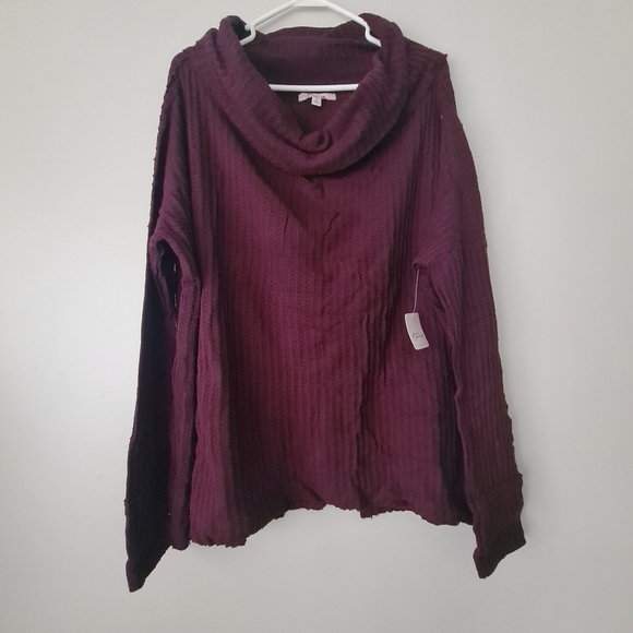 Free People Juicy Long Sleeve Top in Wine - Picture 2 of 9